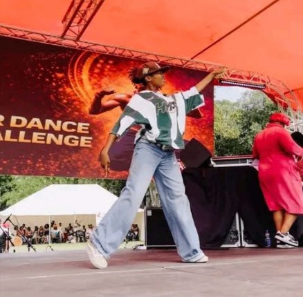 A young dancer mid-performance